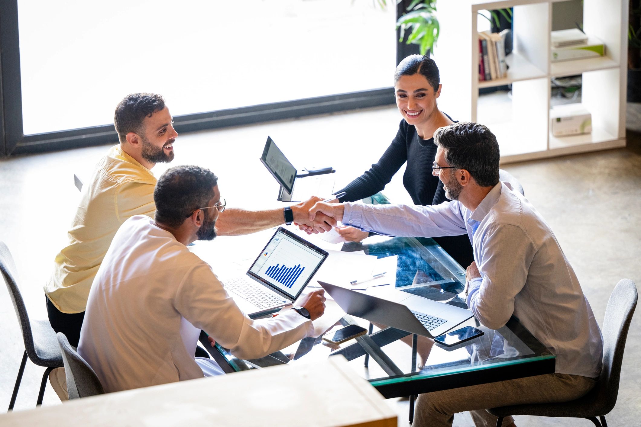 Handshake during a business agreement meeting